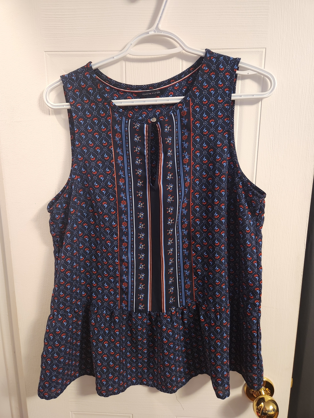 Tommy Hilfiger Navy with Red and Light Blue Floral Button Top